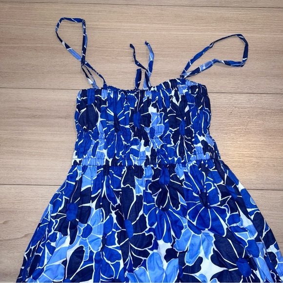 FAITHFULL THE BRAND Adalyn Midi Dress Blue Canaria Print Smocked Size 2 XS Small - Picture 15 of 16
